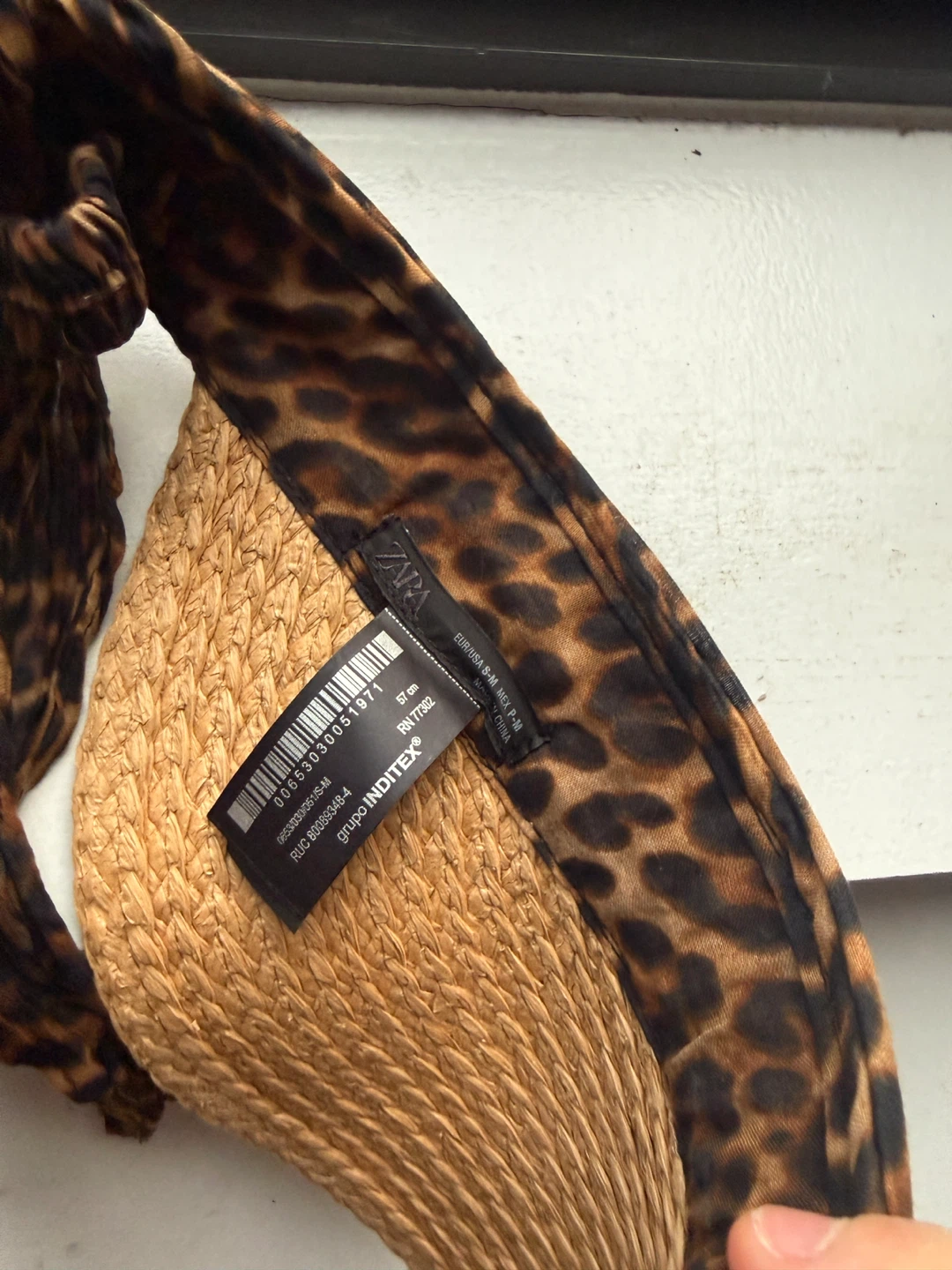 ZARA Woven Straw Visor with Leopard Print Band - photo 3