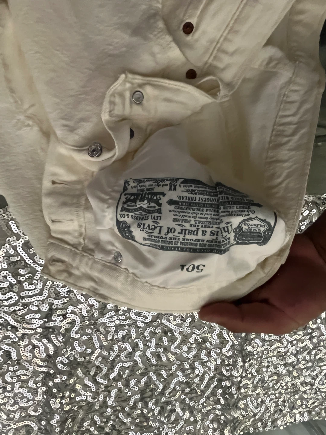 Levi's 501 White Denim Shorts - photo 4