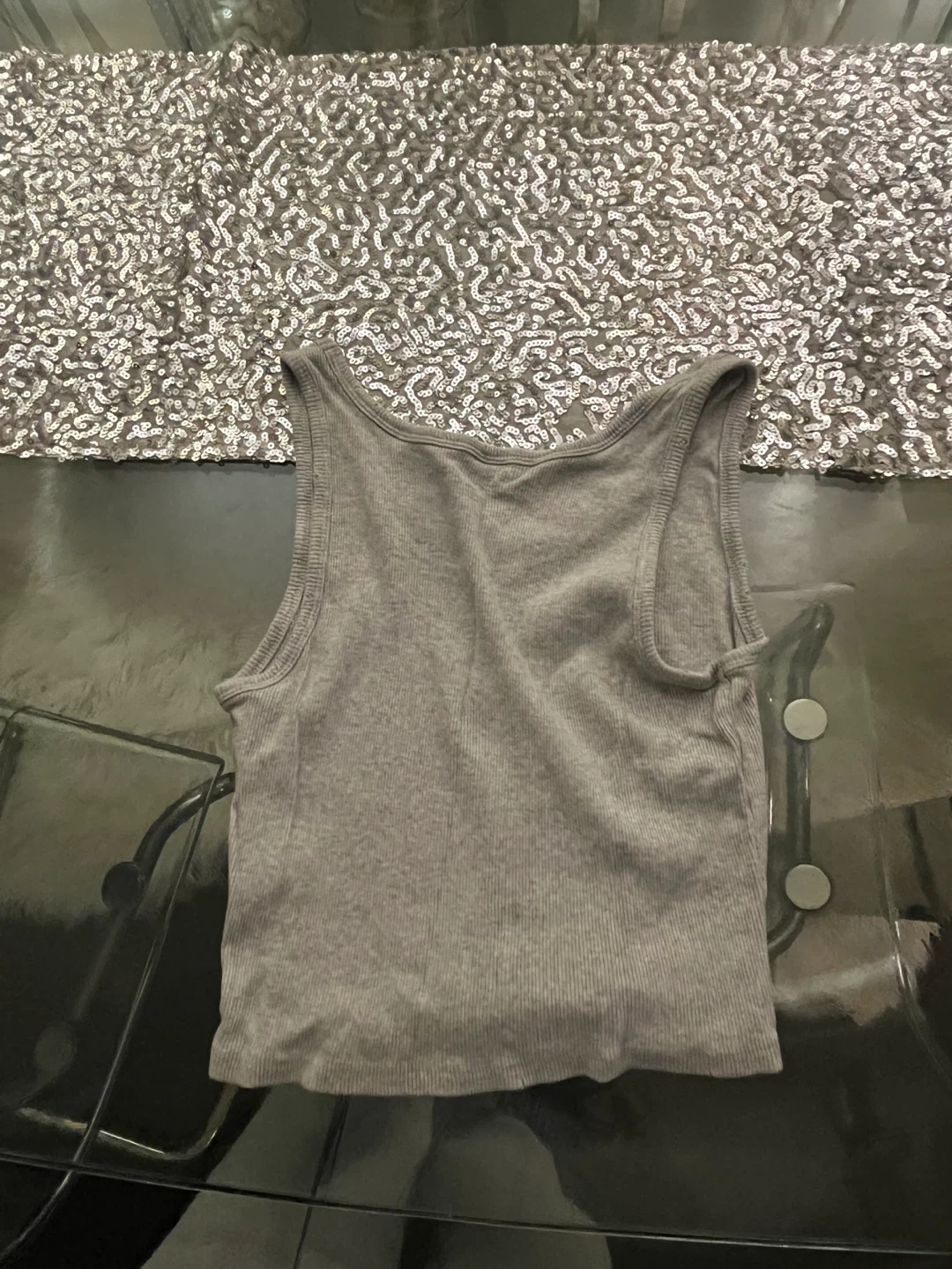 Aerie Grey Ribbed Tank Top - Size Medium - photo 3