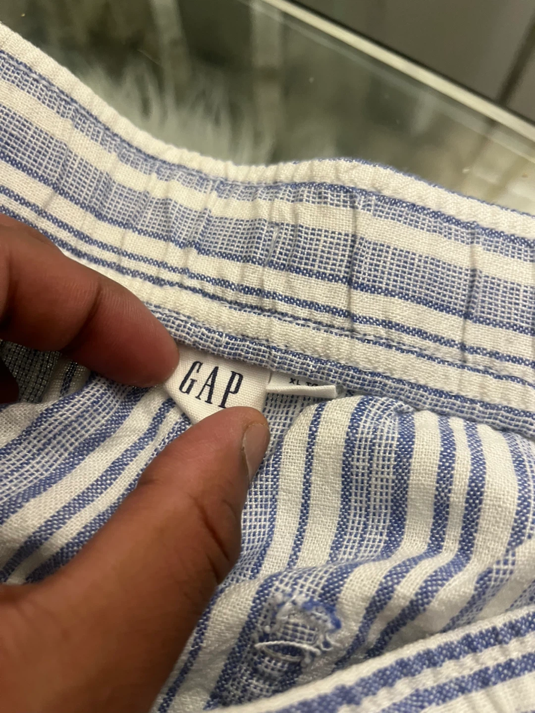 GAP Blue Striped Linen Pants - XL - photo 2