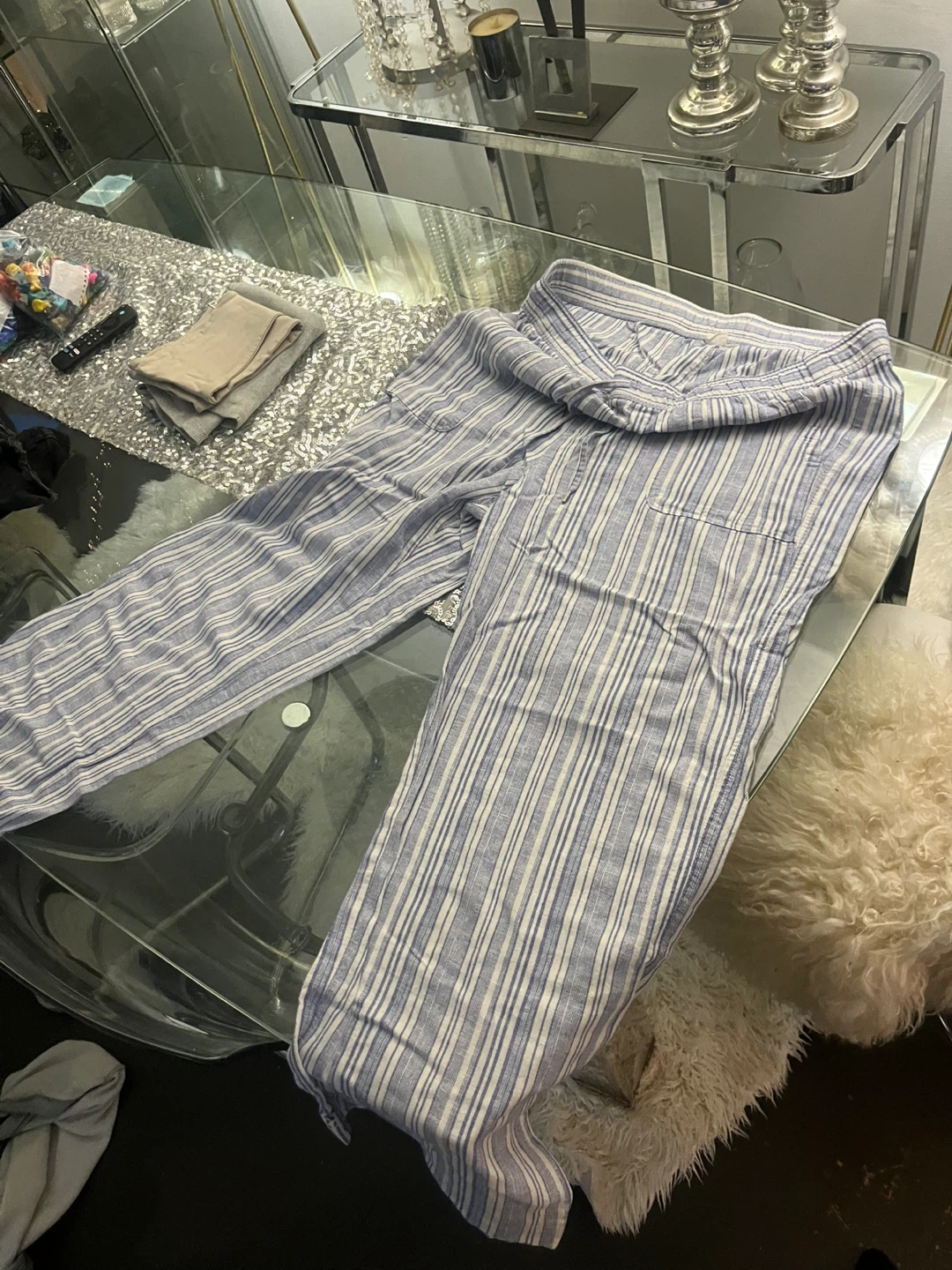 GAP Blue Striped Linen Pants - XL - photo 4
