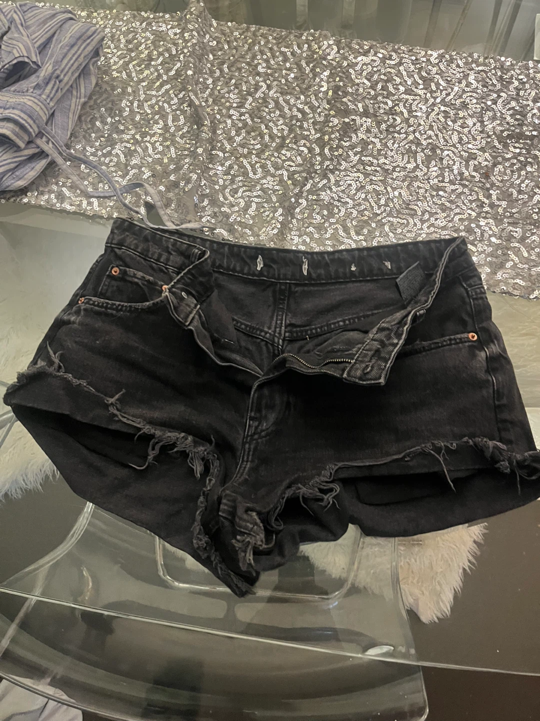 Black Denim Cutoff Shorts