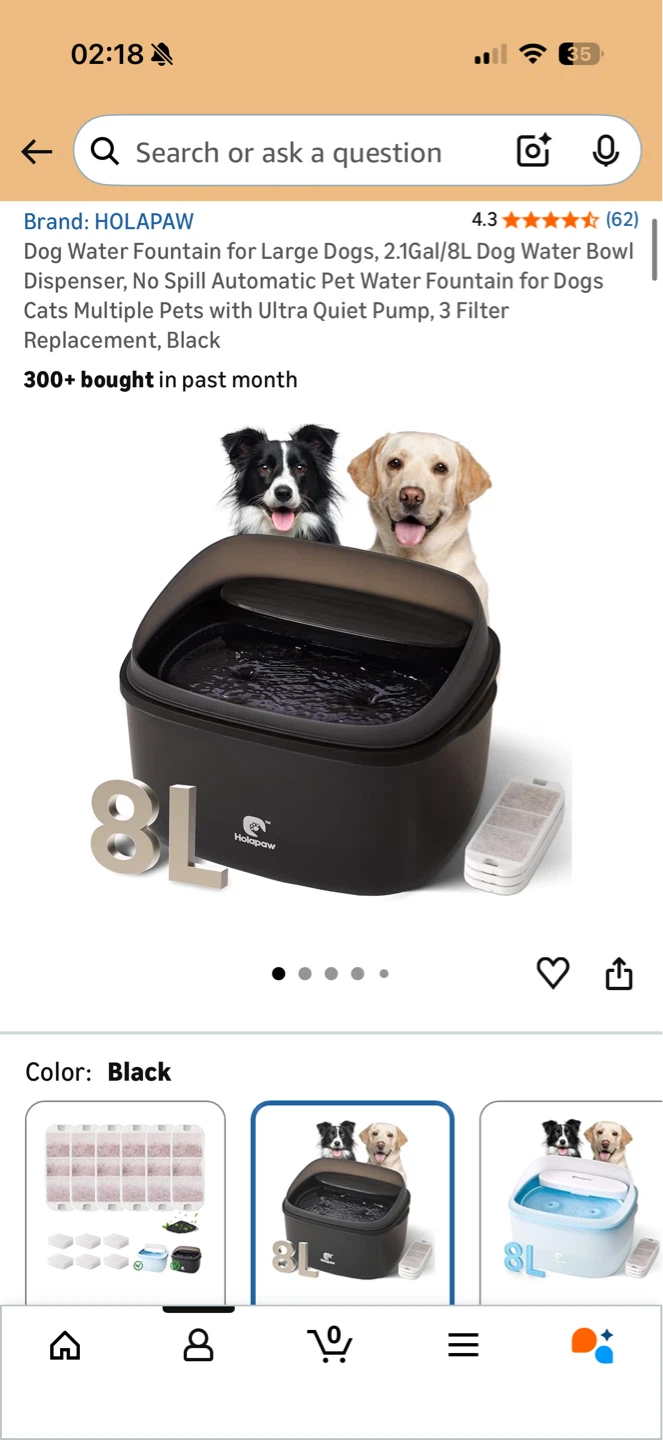 HOLAPAW 8L Dog Water Fountain