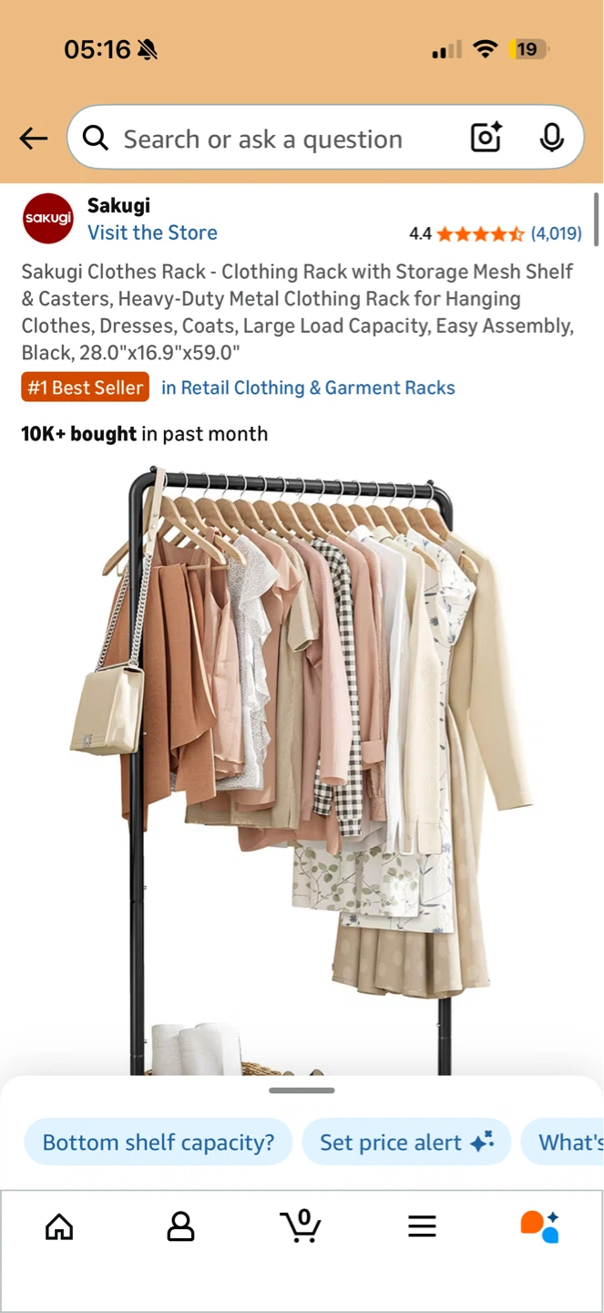 Sakugi Clothes Rack with Storage Mesh Shelf