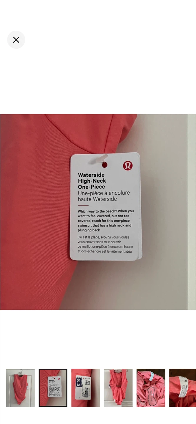 Lululemon Waterside High-Neck One-Piece Swimsuit Size 6 Coral - photo 2