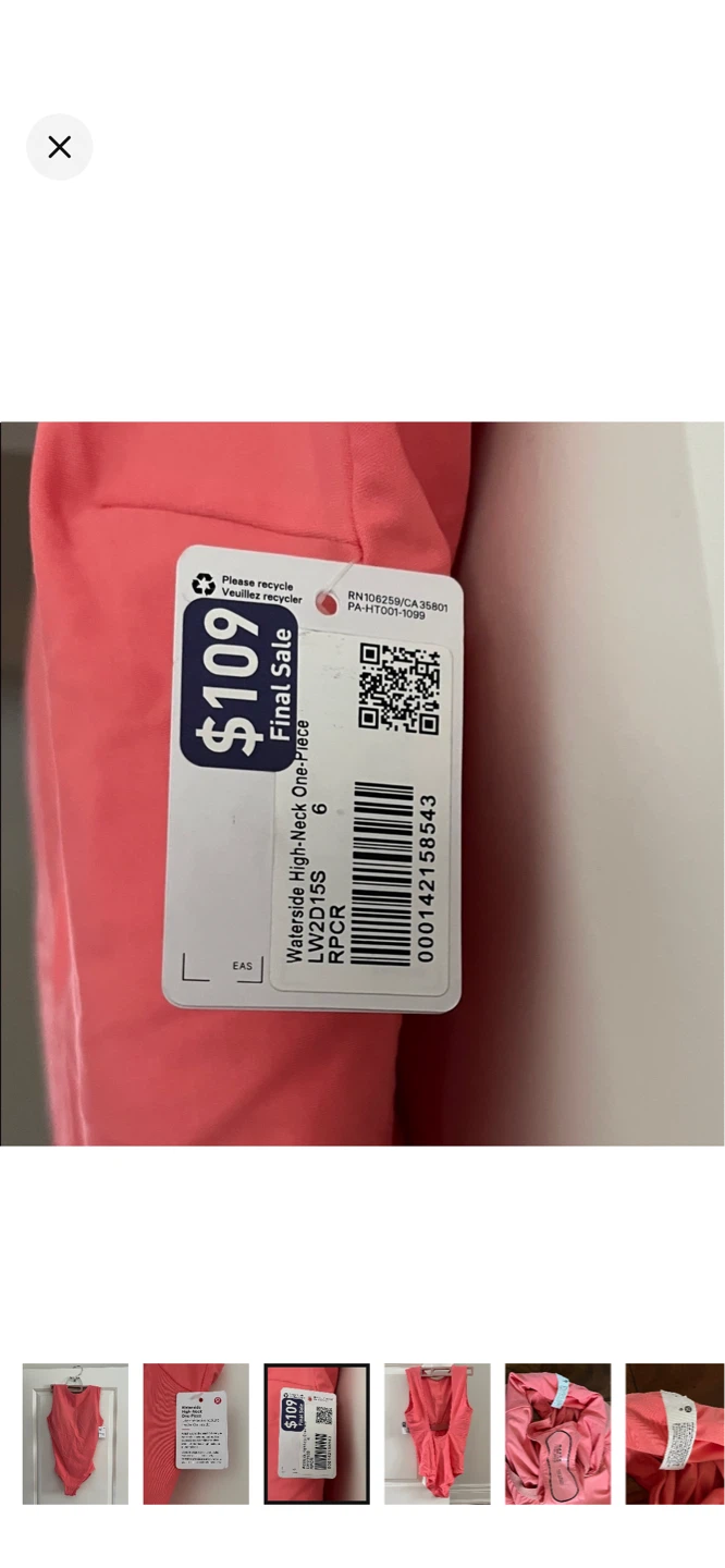 Lululemon Waterside High-Neck One-Piece Swimsuit Size 6 Coral - photo 3