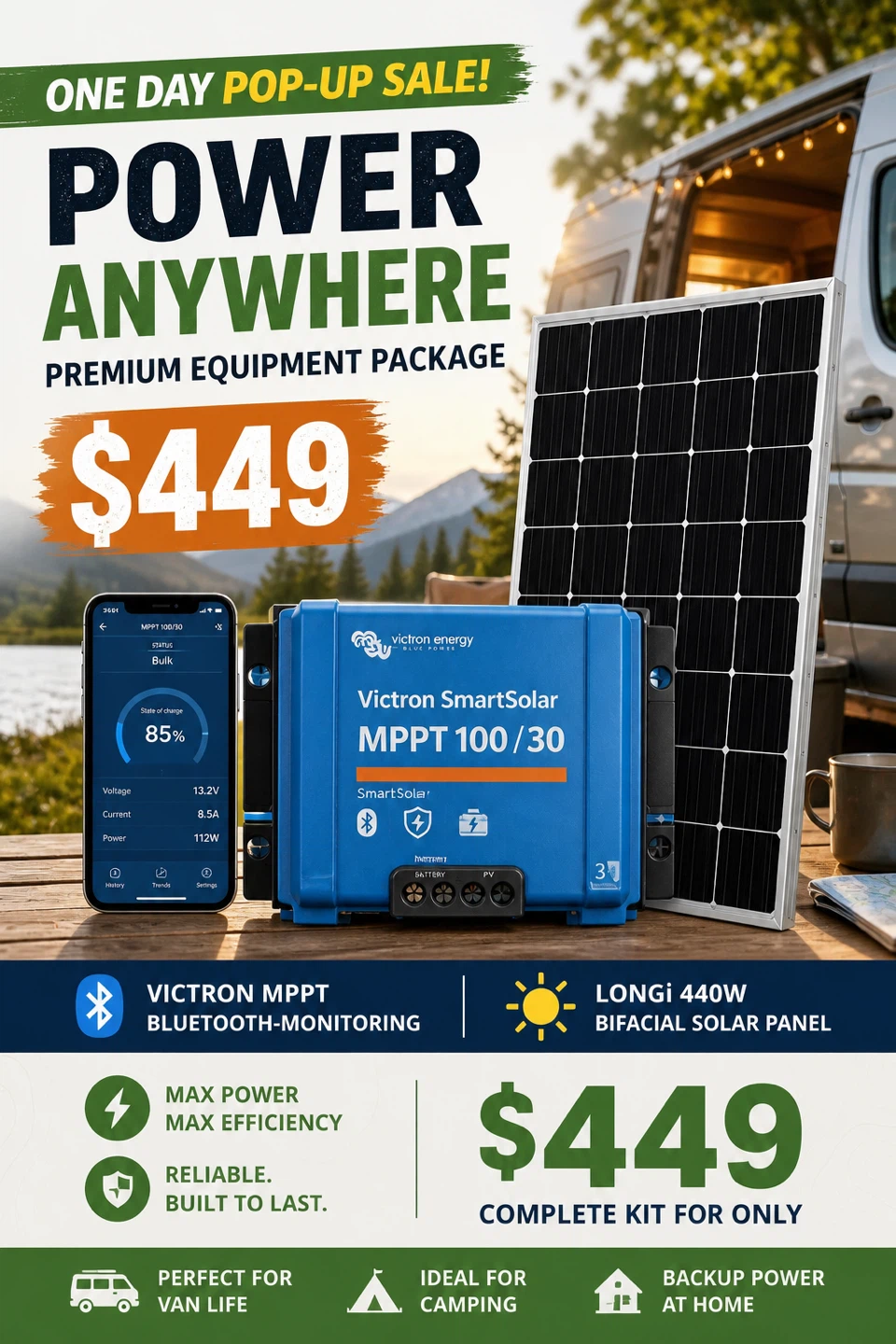 Victron Energy RV Solar Kit with LONGI 440W Bifacial Panel - photo 2