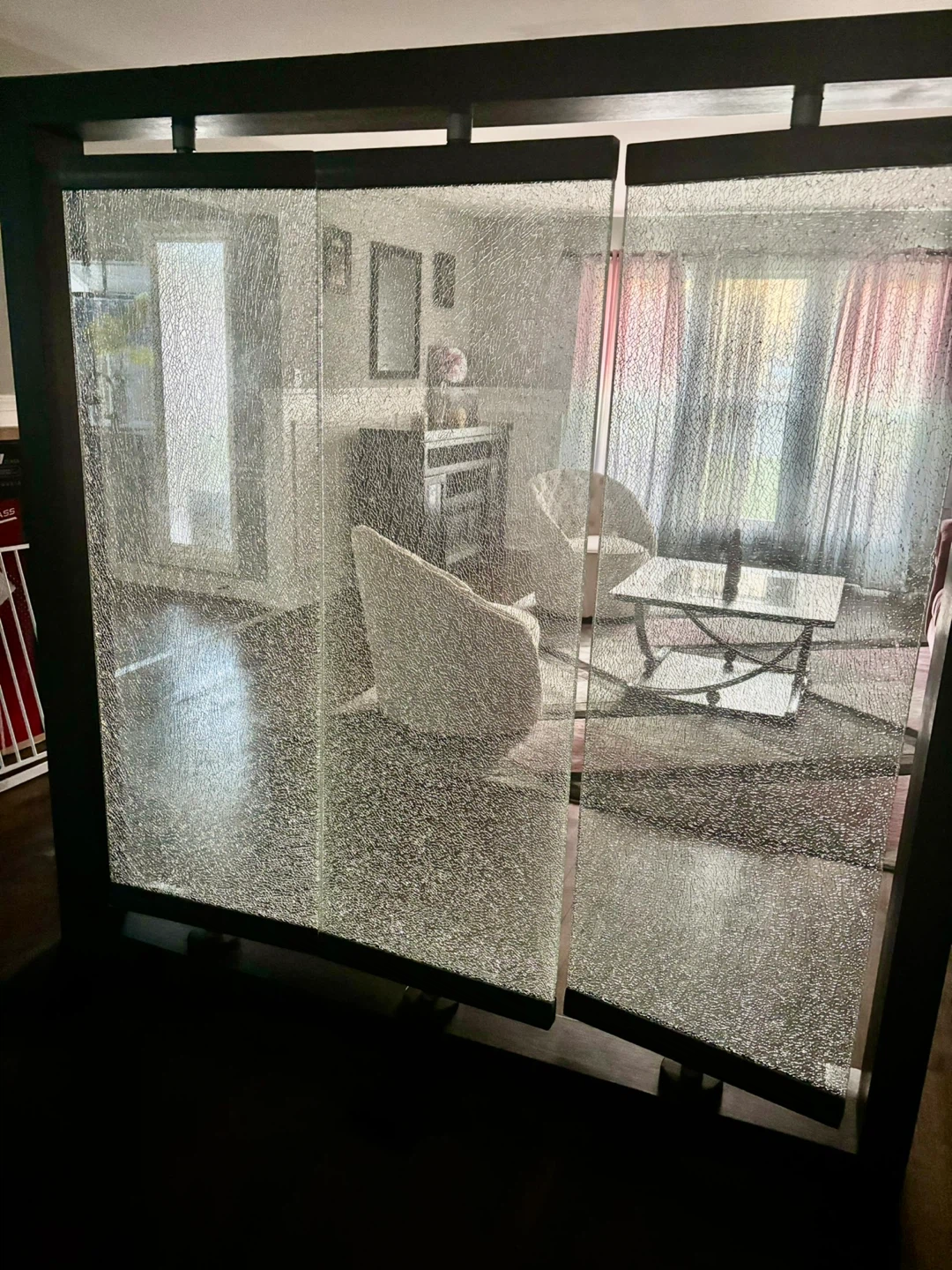 Textured Glass Room Divider Screen
