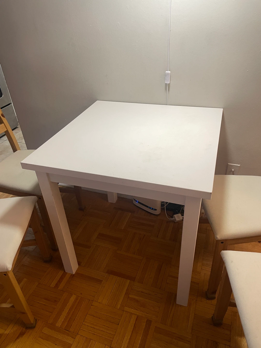 White Square Dining Table with 4 Chairs - photo 2