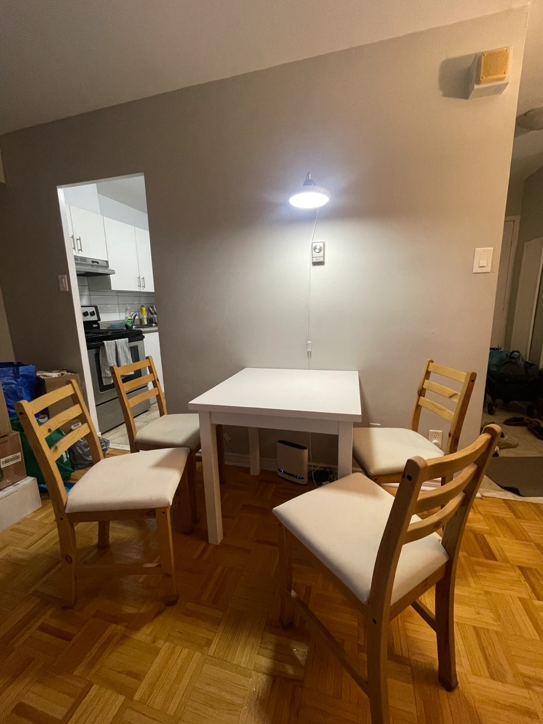 White Square Dining Table with 4 Chairs