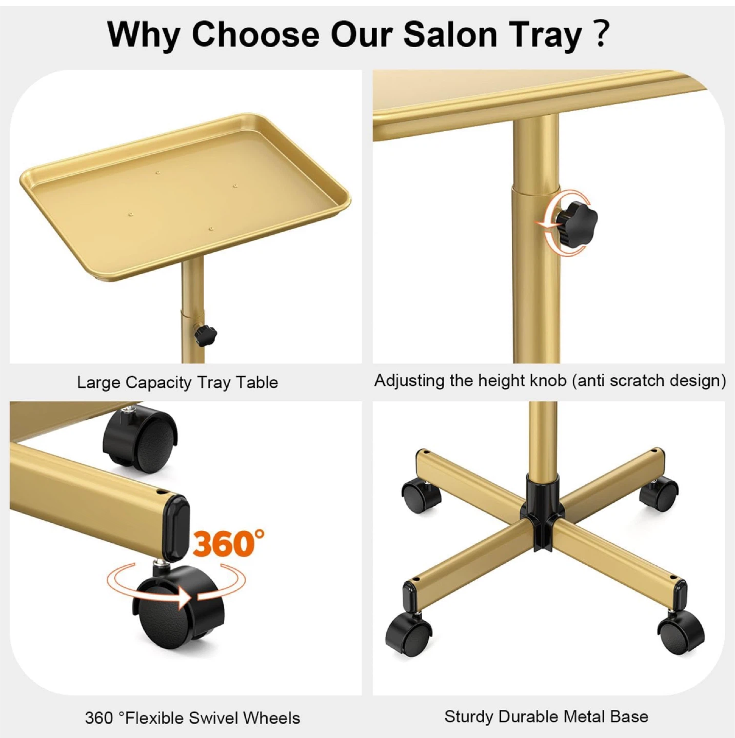 Gold Salon Tray Cart with Wheels - photo 3