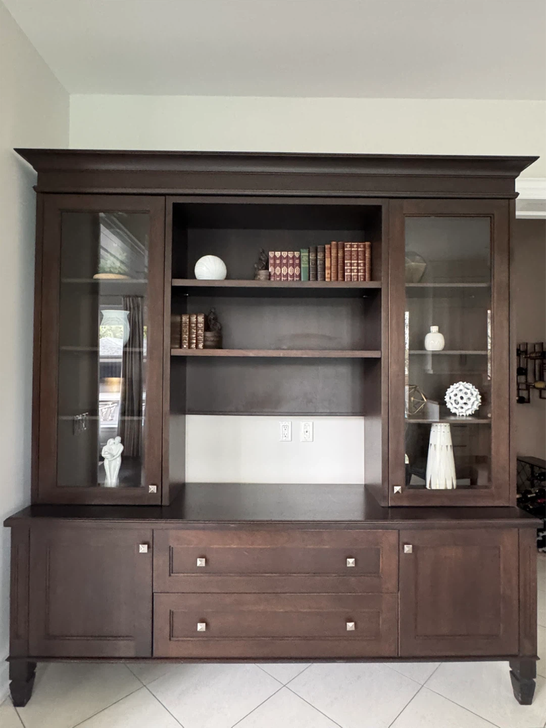 Dark Wood Display Cabinet with Glass Doors - photo 3