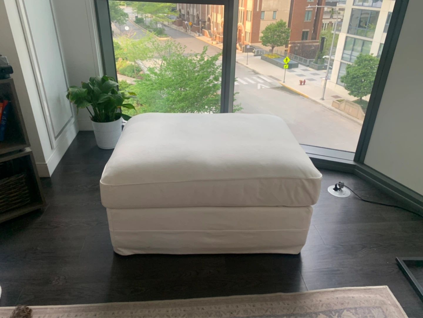 White Upholstered Sofa and Ottoman Set - photo 2