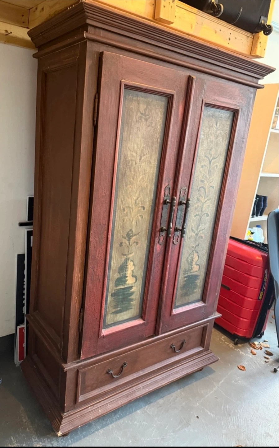 Rustic Vintage Armoire Cabinet with Decorative Panels - photo 2