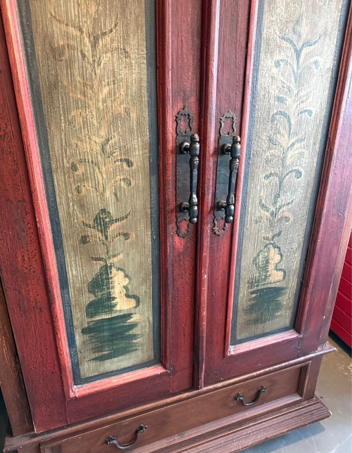 Rustic Vintage Armoire Cabinet with Decorative Panels - photo 3