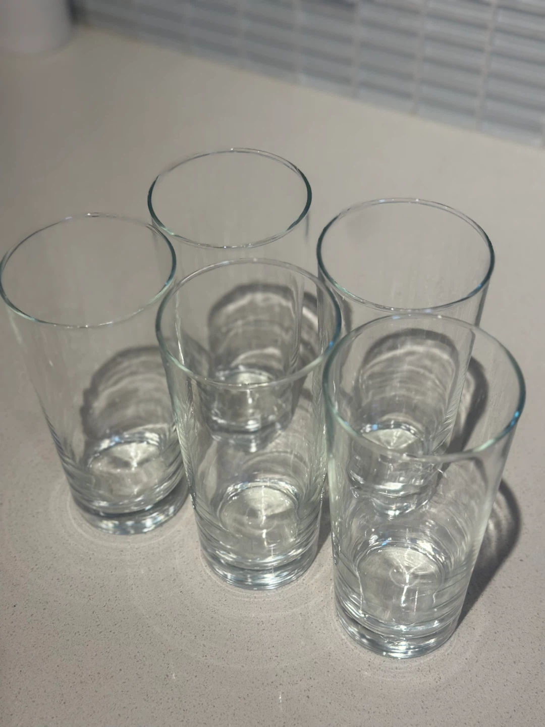 Set of 5 Clear Glass Cups