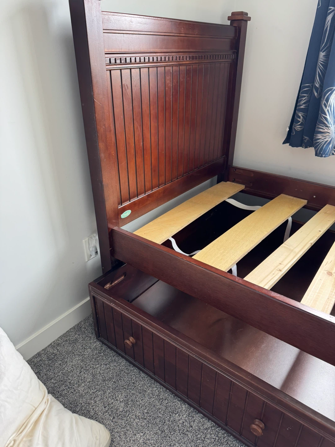 Dark Wood Twin Bed Frame with Drawers