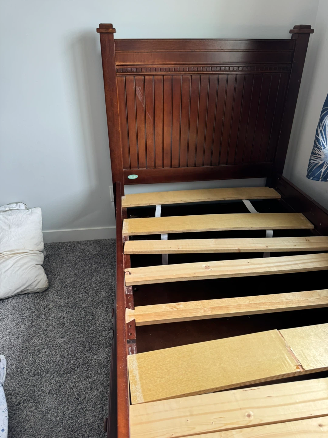 Dark Wood Twin Bed Frame with Drawers - photo 3