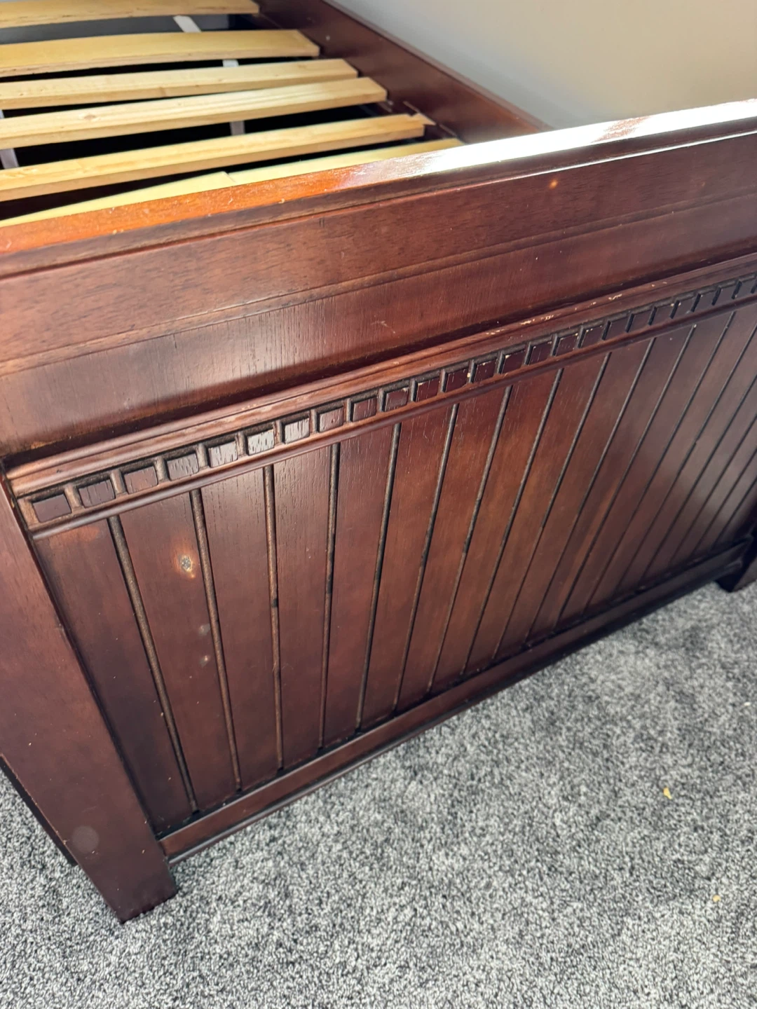 Dark Wood Twin Bed Frame with Drawers - photo 4