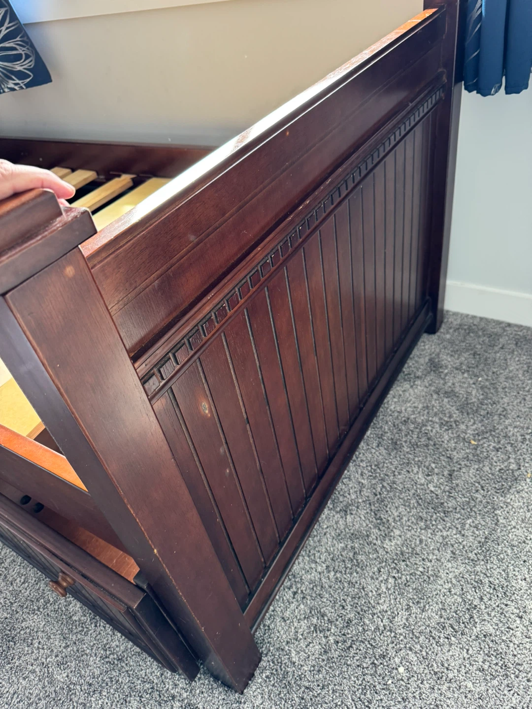 Dark Wood Twin Bed Frame with Drawers - photo 5