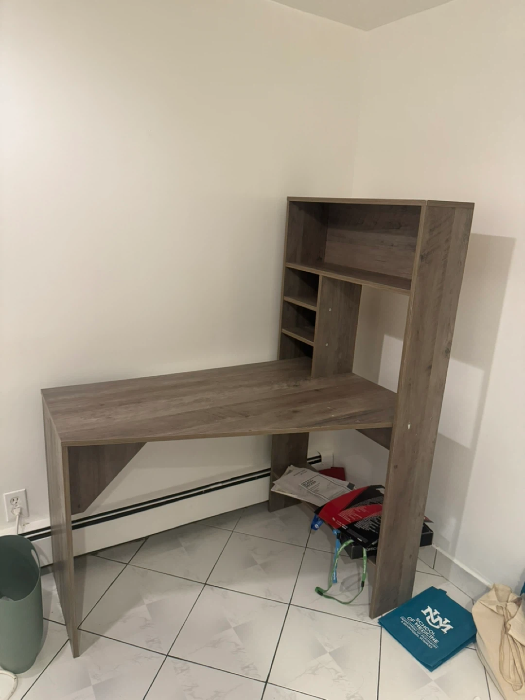 L-shaped desk with hutch