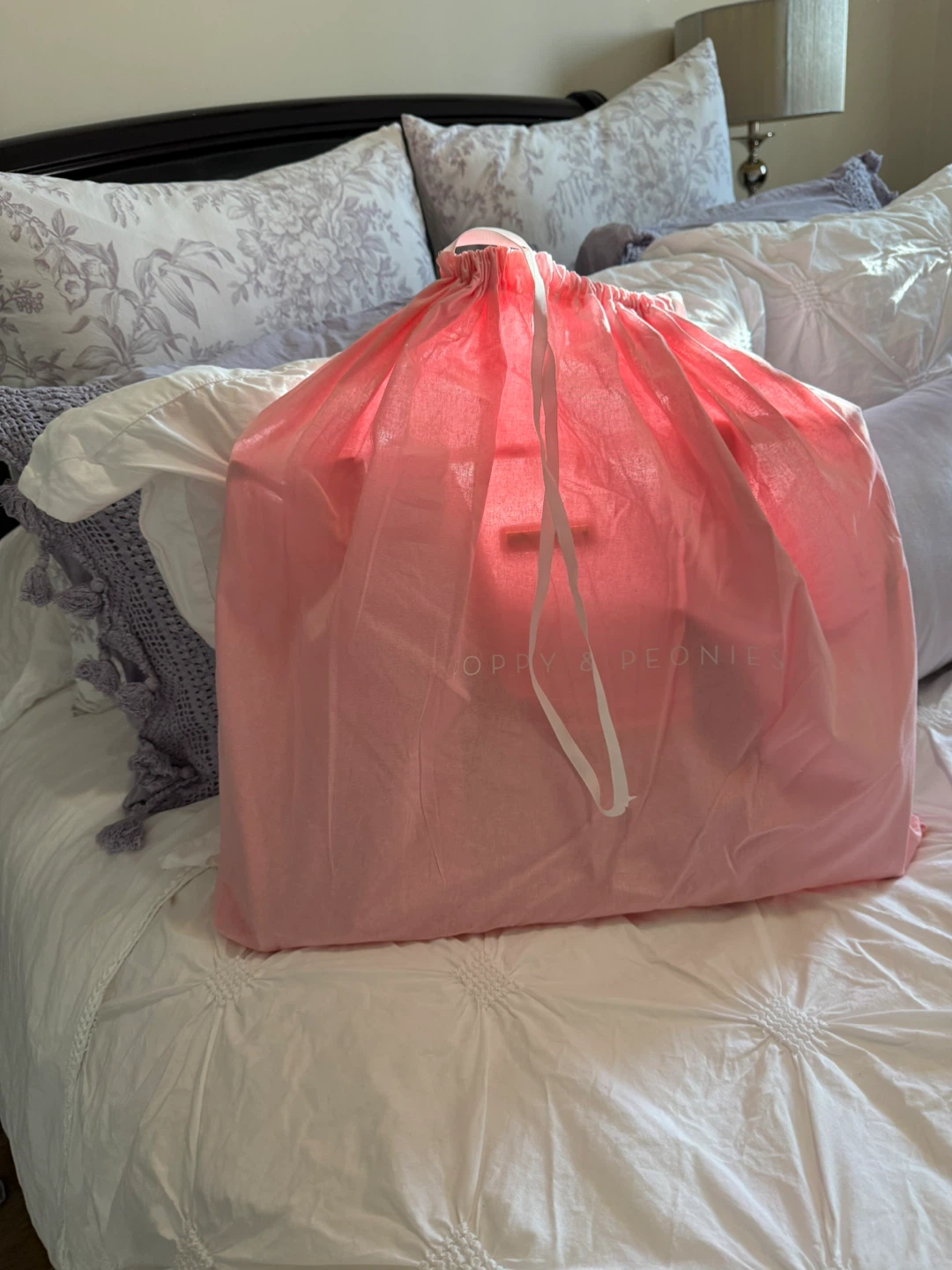 Poppy & Peonies Pink Clear Tote Bag with Pouch