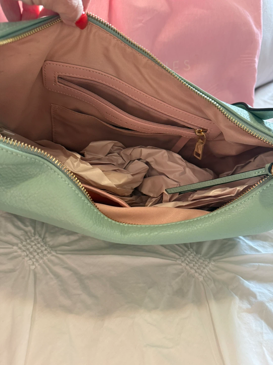Poppy & Peonies Mint Green Crescent Shoulder Bag - photo 5