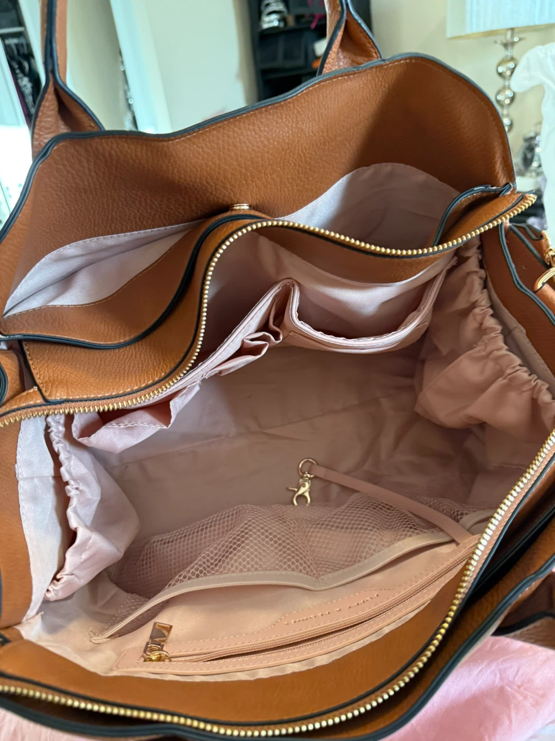 Poppy & Peonies Brown Faux Leather Tote Bag - photo 4