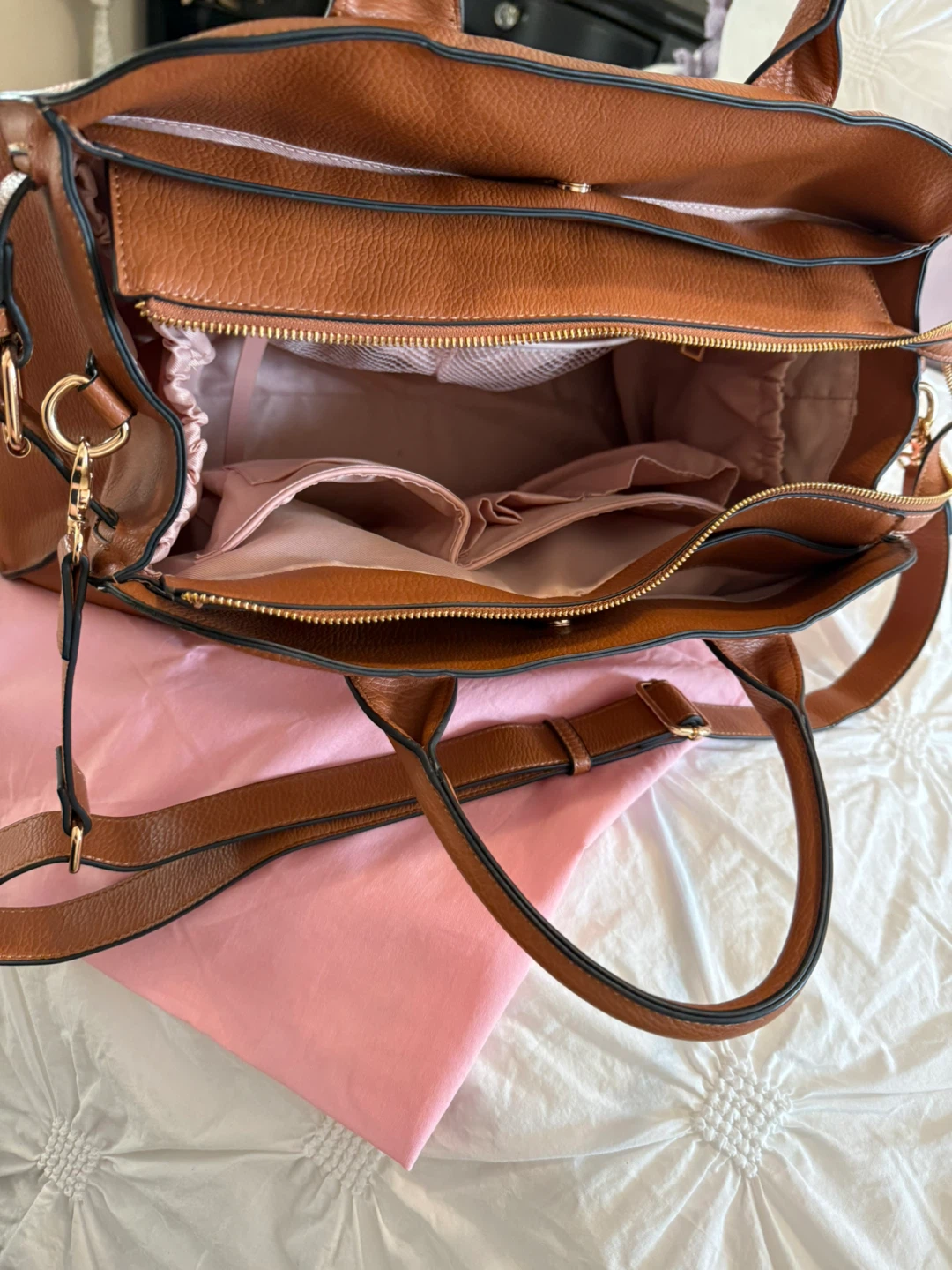 Poppy & Peonies Brown Faux Leather Tote Bag - photo 2