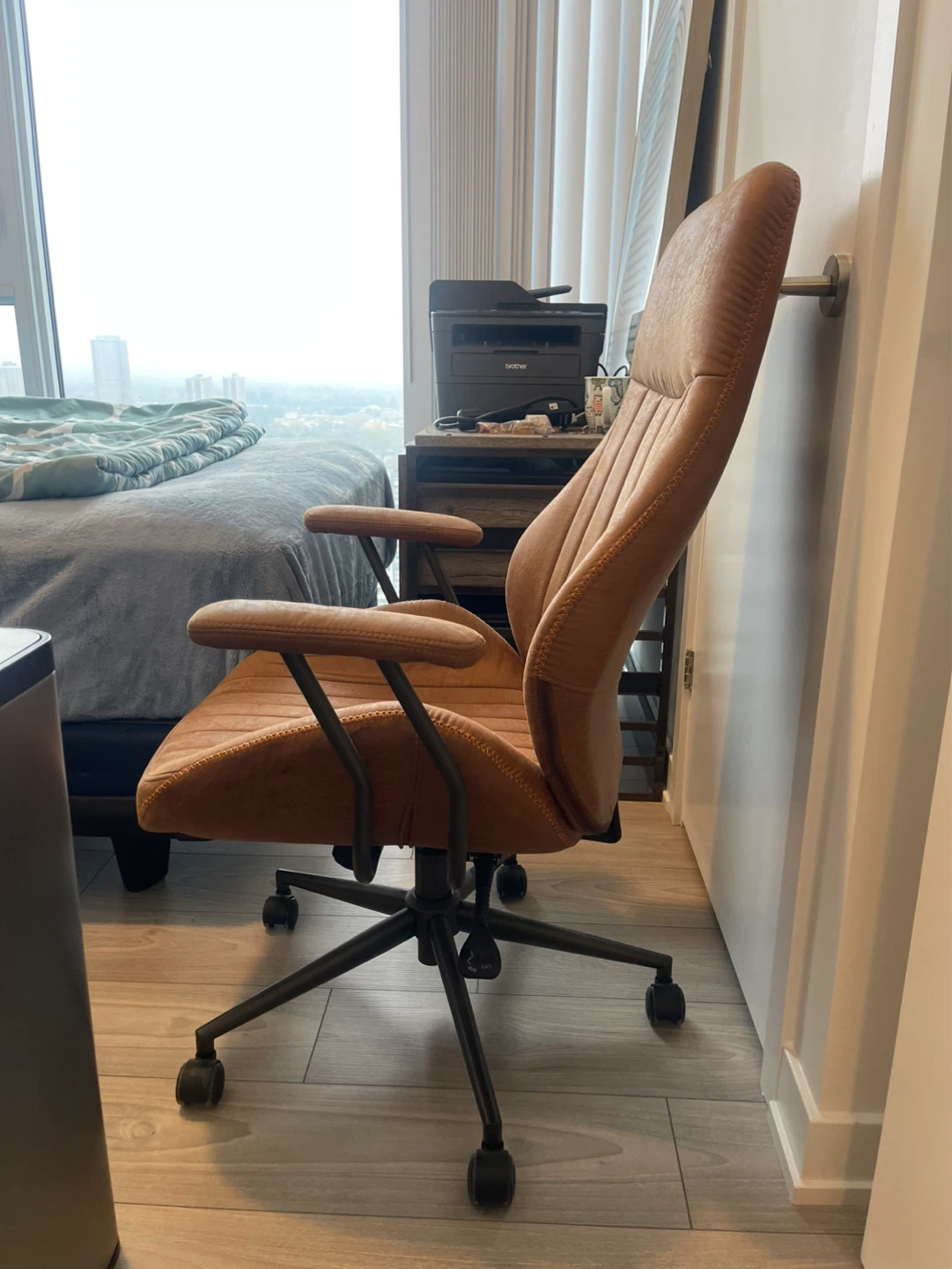 Brown Faux Leather Office Chair - photo 2