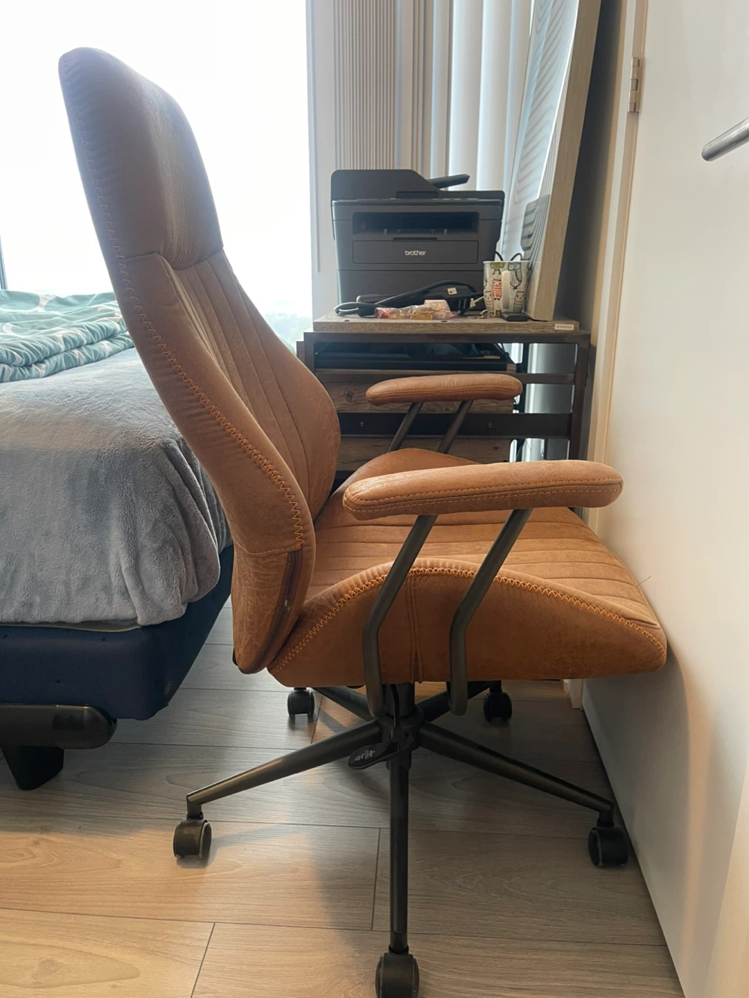 Brown Faux Leather Office Chair - photo 3