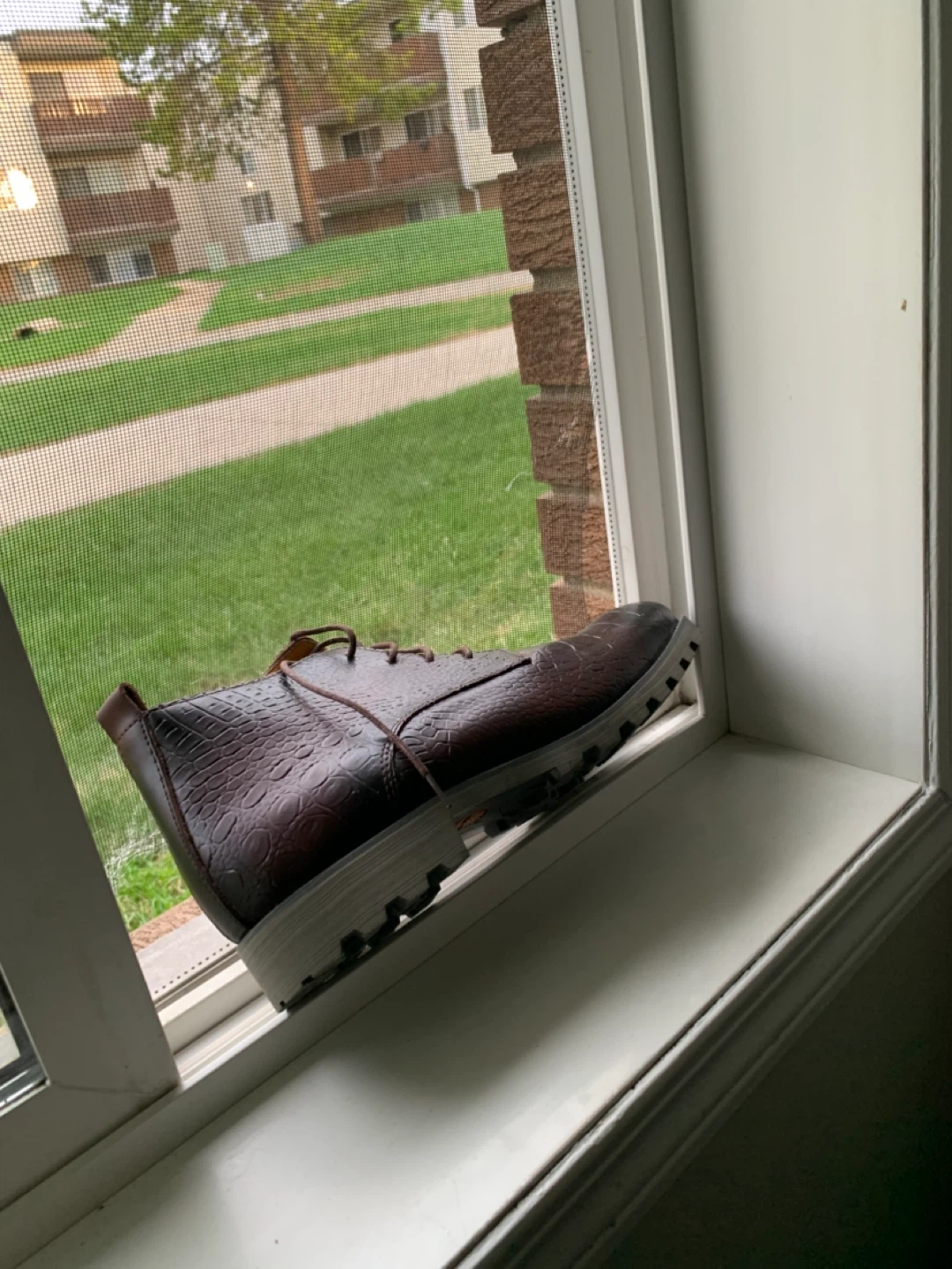 Timberland Brown Crocodile Embossed Leather Boots
