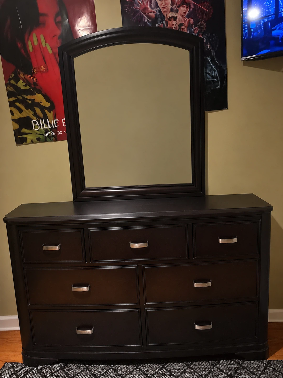 Dark Wood Dresser with Mirror - photo 2
