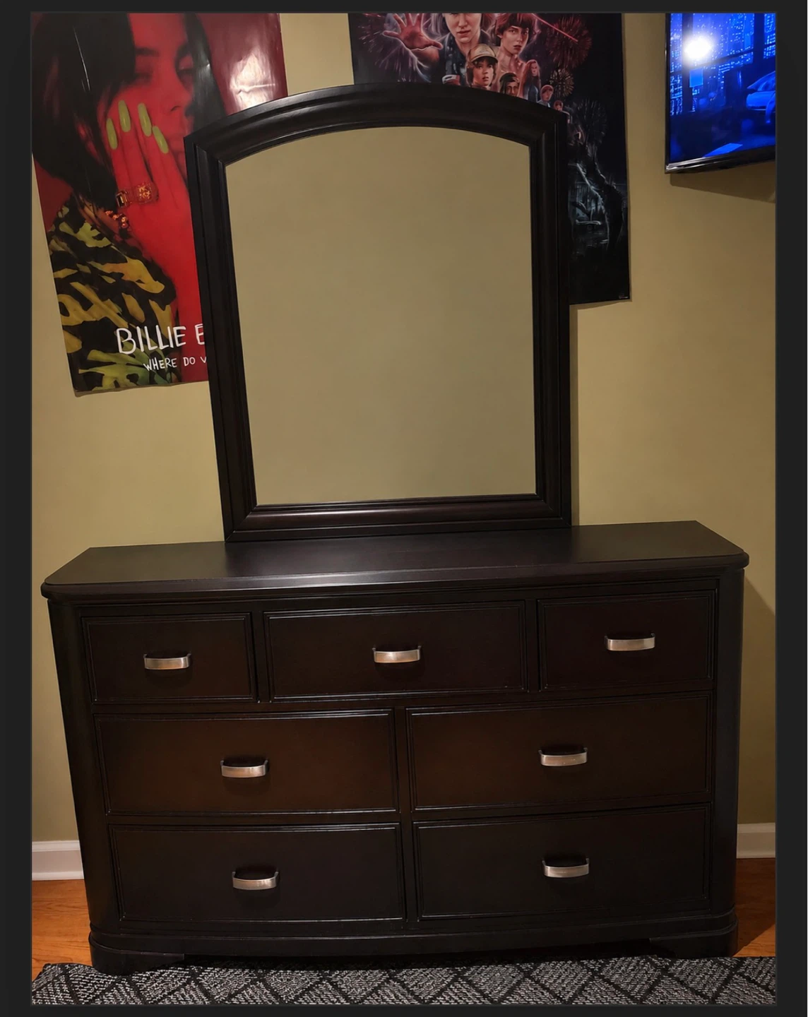 Dark Wood Dresser with Mirror