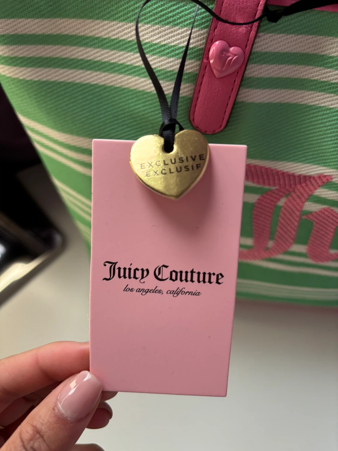 Brand New Juicy Couture Tote Bag Pink Green Cherry Charm - photo 2