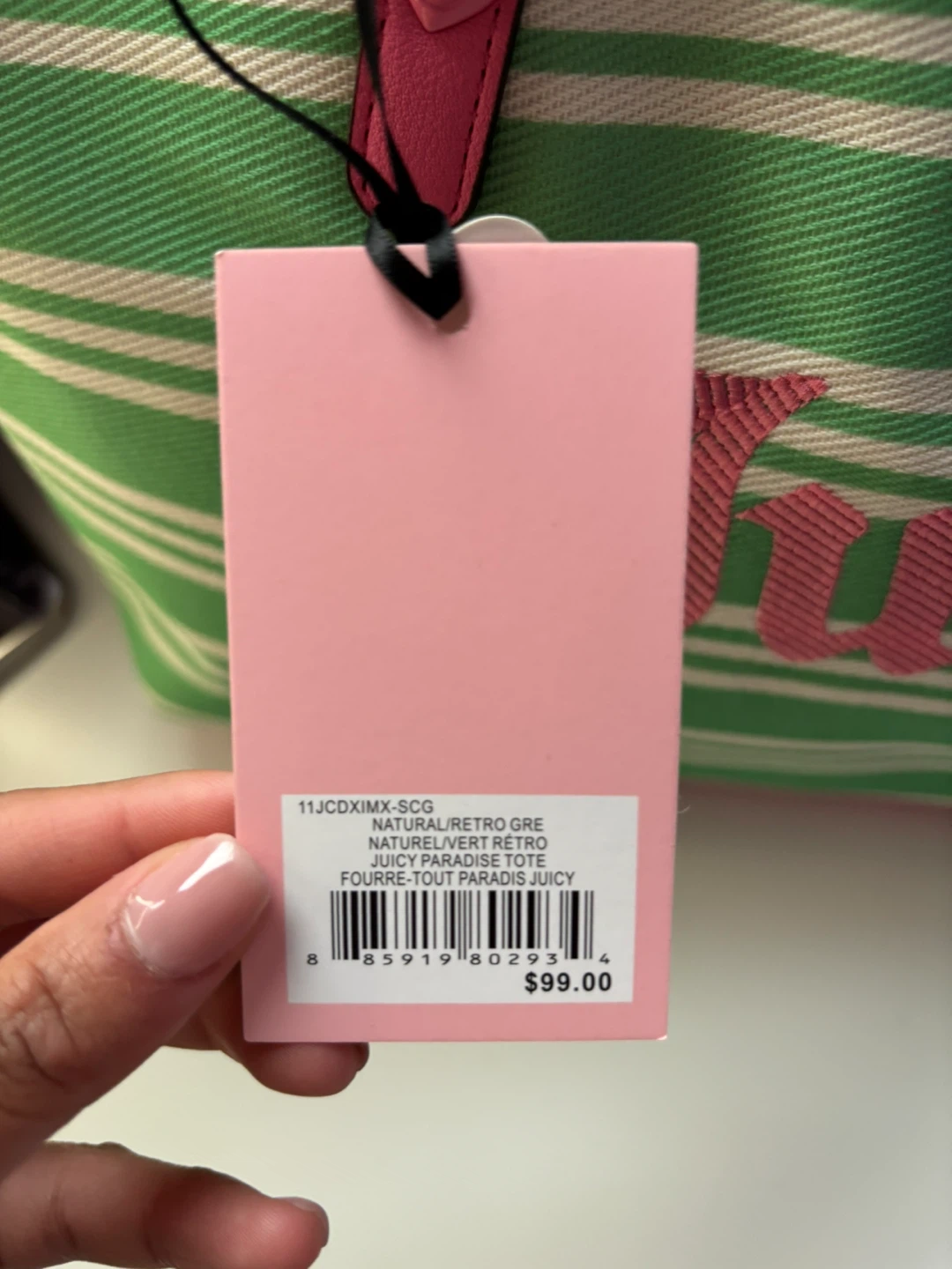 Brand New Juicy Couture Tote Bag Pink Green Cherry Charm - photo 3