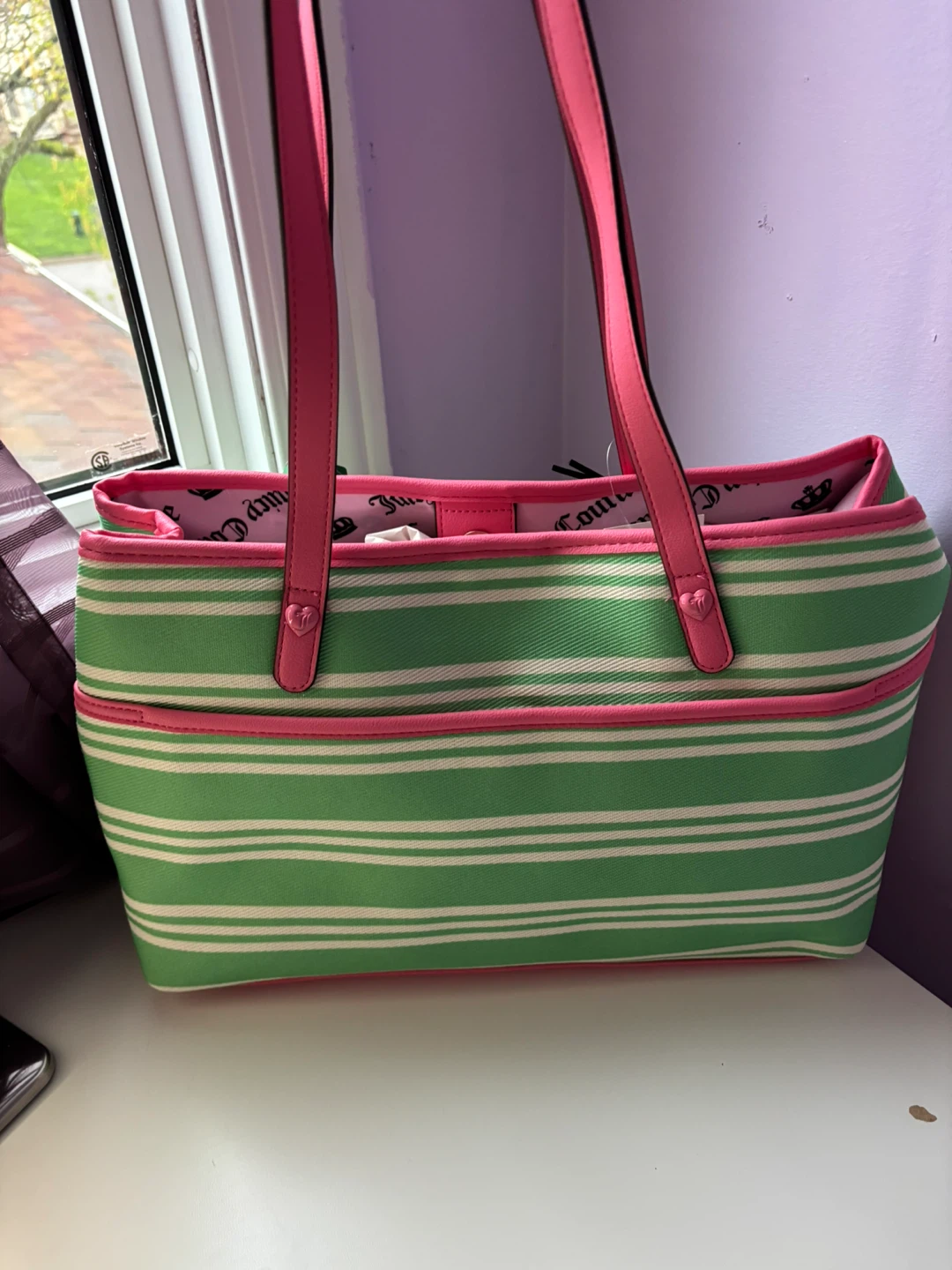 Brand New Juicy Couture Tote Bag Pink Green Cherry Charm - photo 4