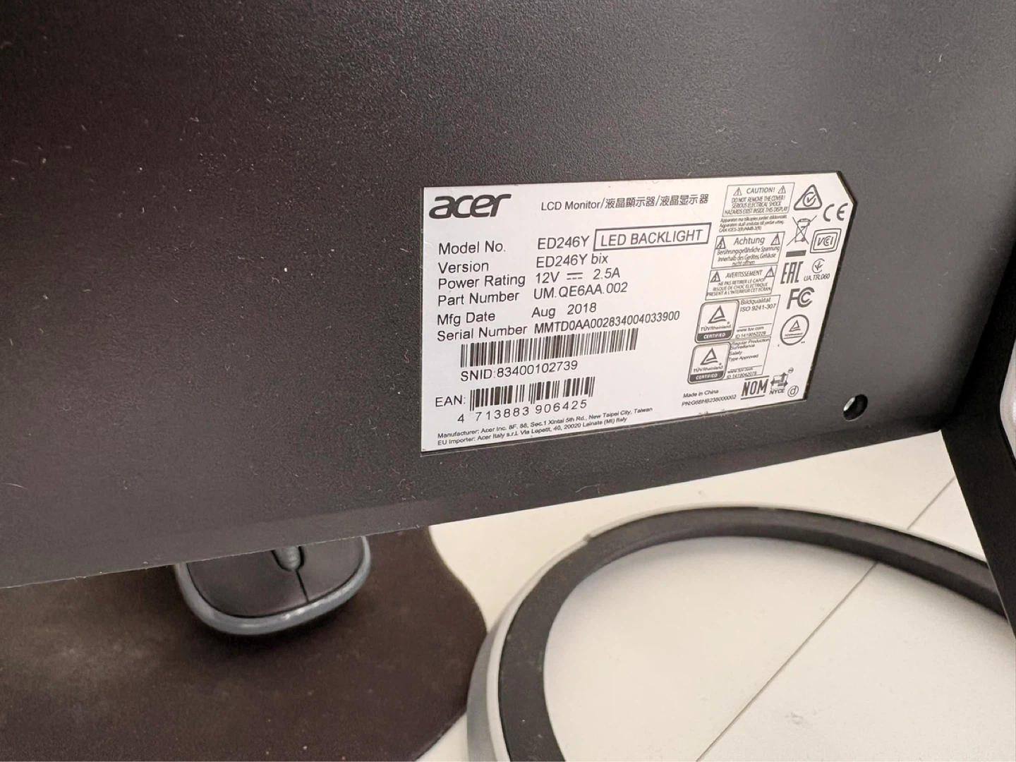 Acer ED246Y 23.6" LCD Monitor - photo 2