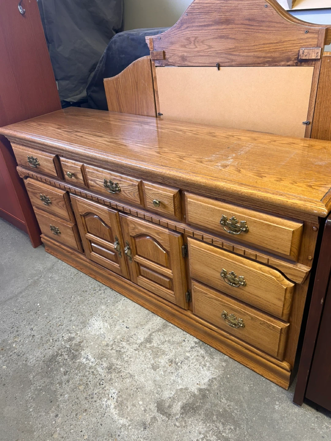 Wooden Dresser with Mirror Attachment