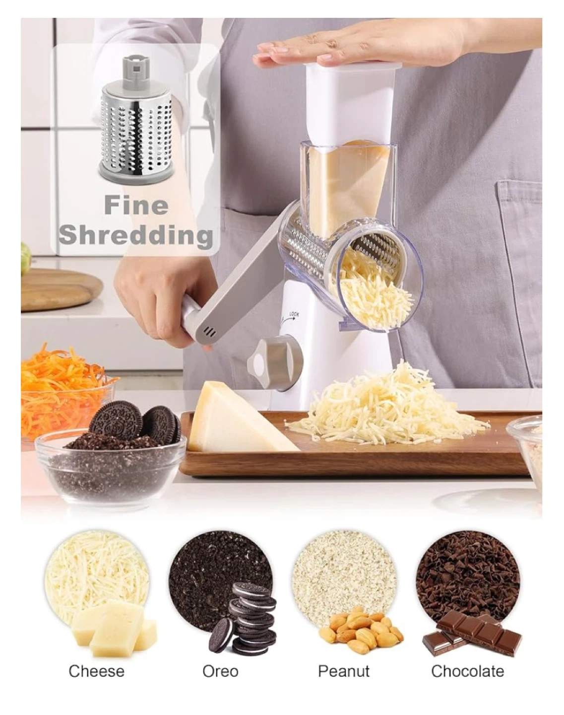 Rotary Cheese Grater with 3 Blades - photo 4