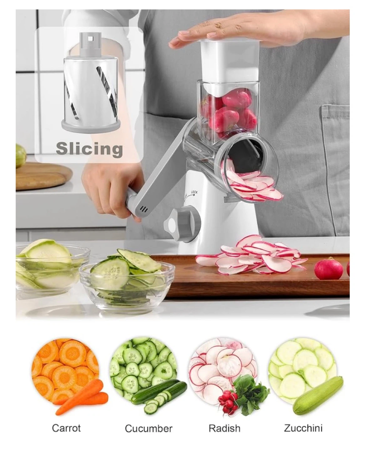 Rotary Cheese Grater with 3 Blades - photo 3