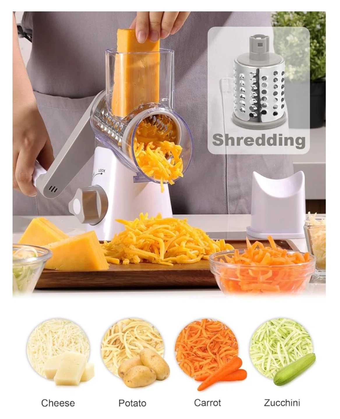 Rotary Cheese Grater with 3 Blades - photo 2