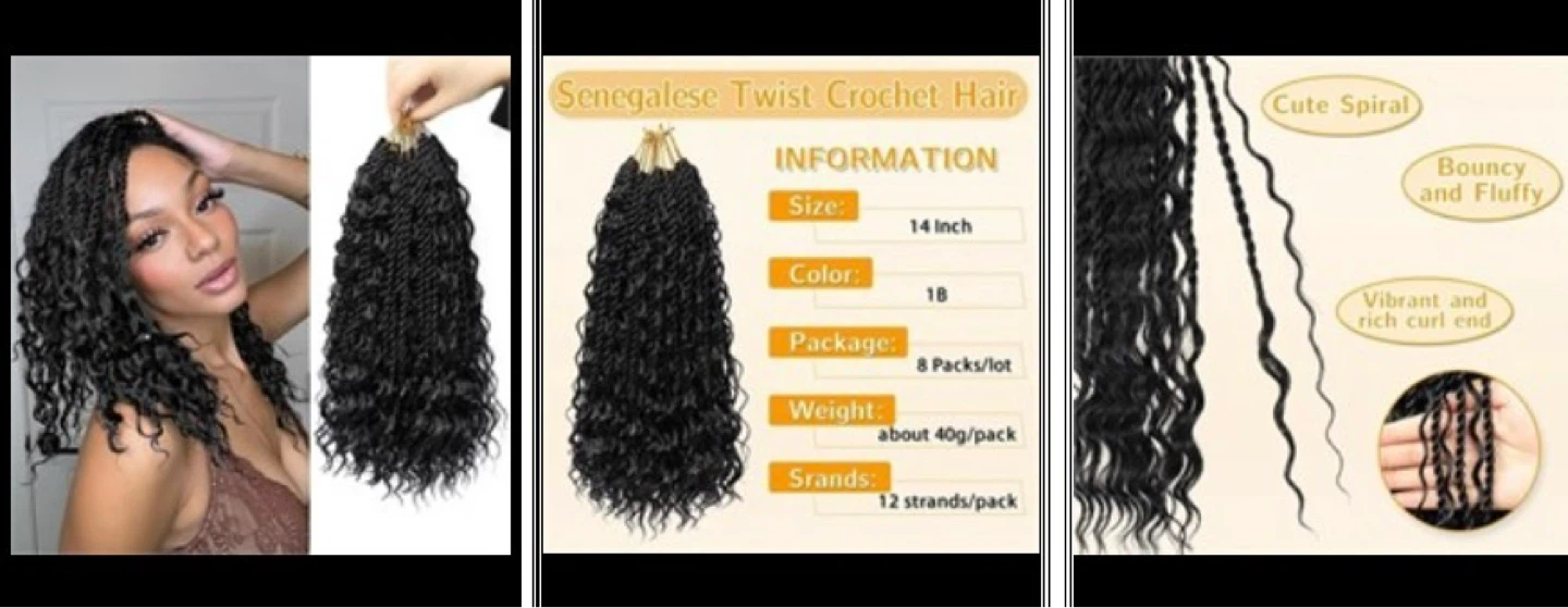 Brand New Senegalese Twist Crochet Hair Extensions – 14”