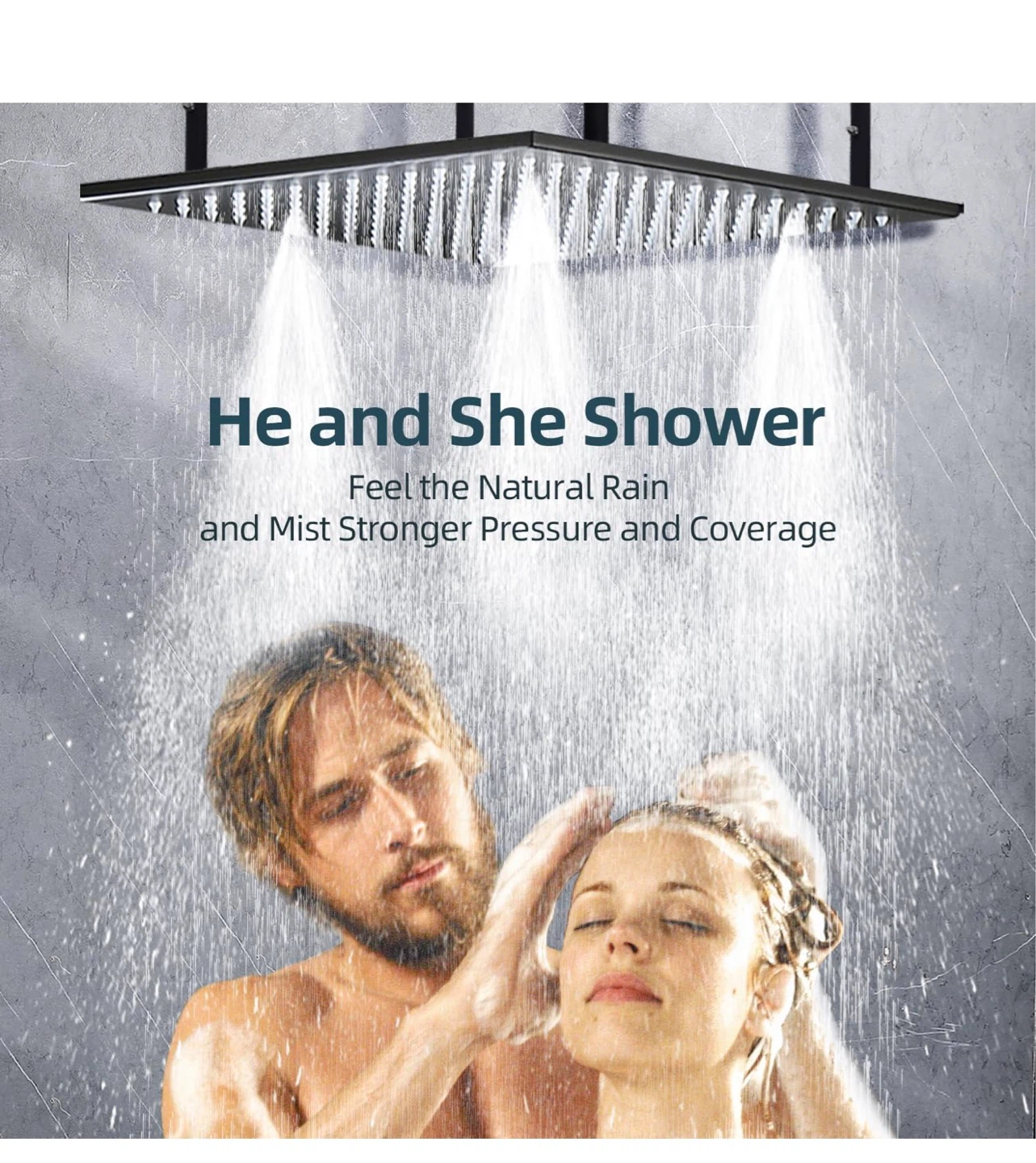 16 Inch Black Full Body Shower Thermostatic Valve and 6 Jets RS5 - photo 3