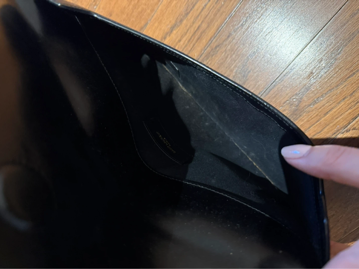 Yves Saint Laurent YSL Black Leather Envelope Clutch - photo 3