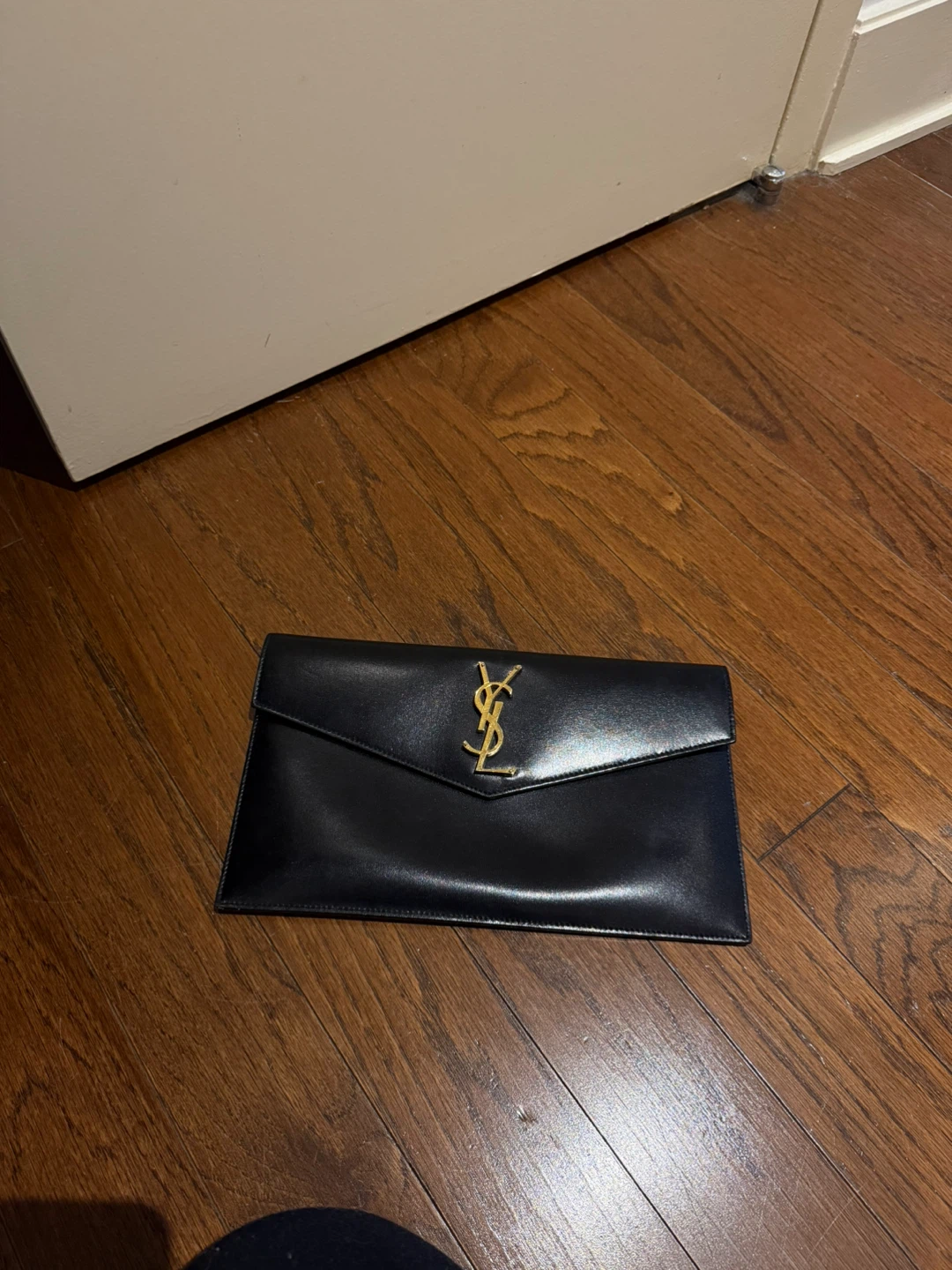 Yves Saint Laurent YSL Black Leather Envelope Clutch