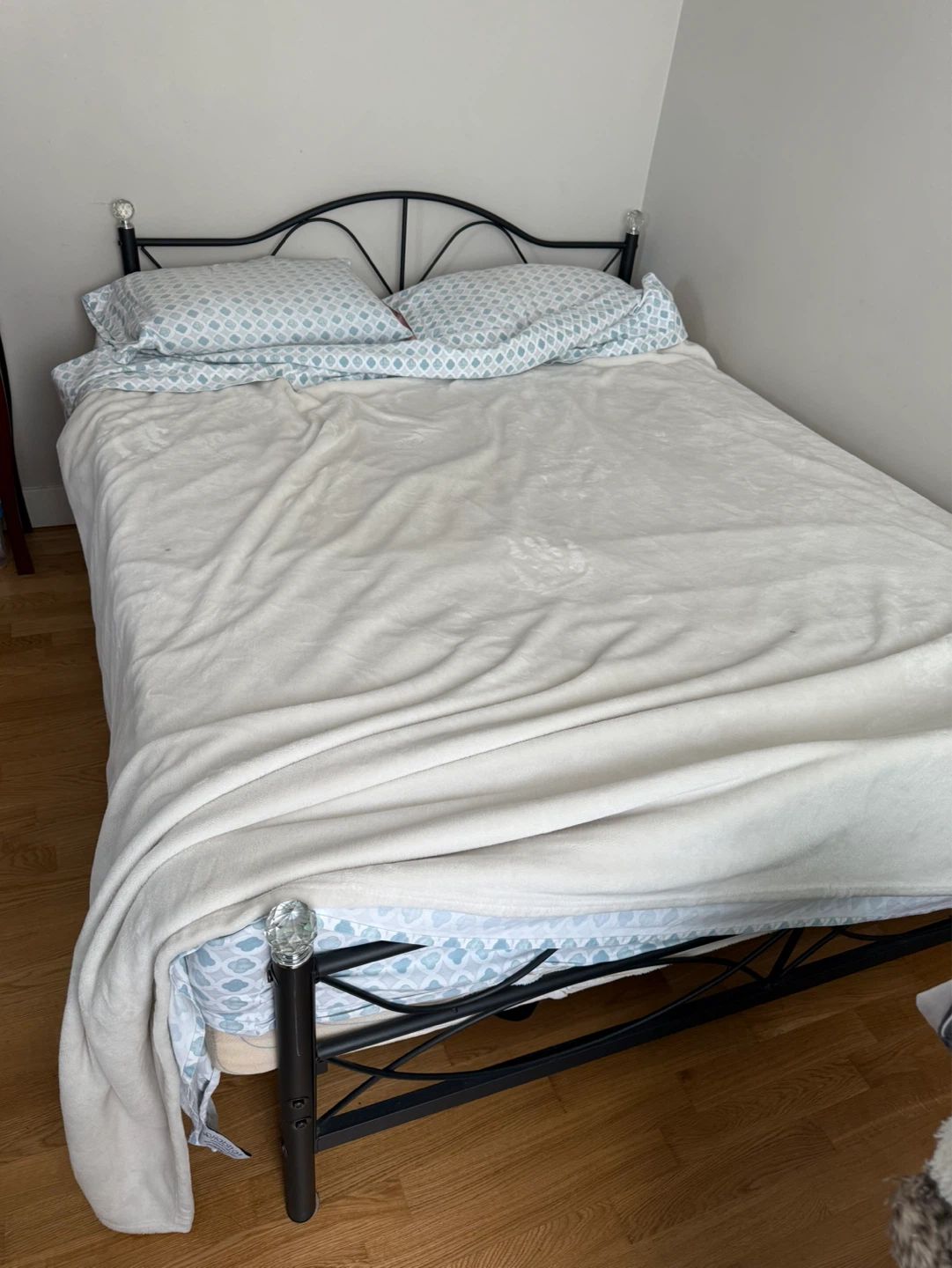 Queen Black Metal Bed Frame and orthopedic mattress