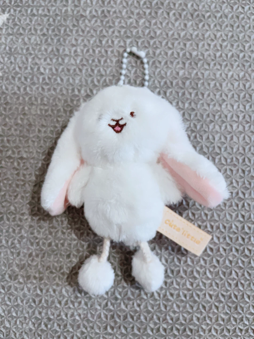 Cute Little White Bunny Plush Keychain