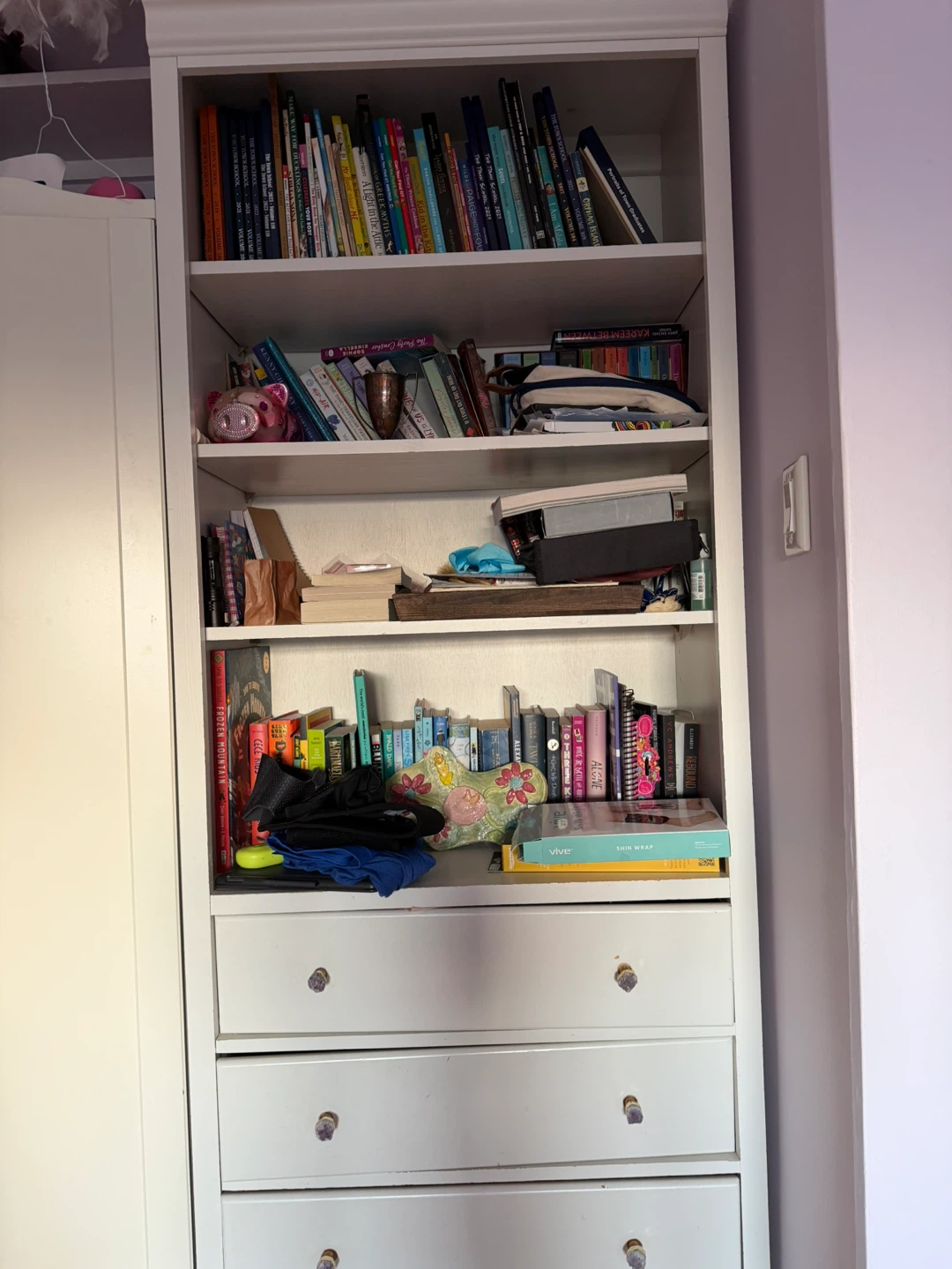 White Bookshelf with Drawers