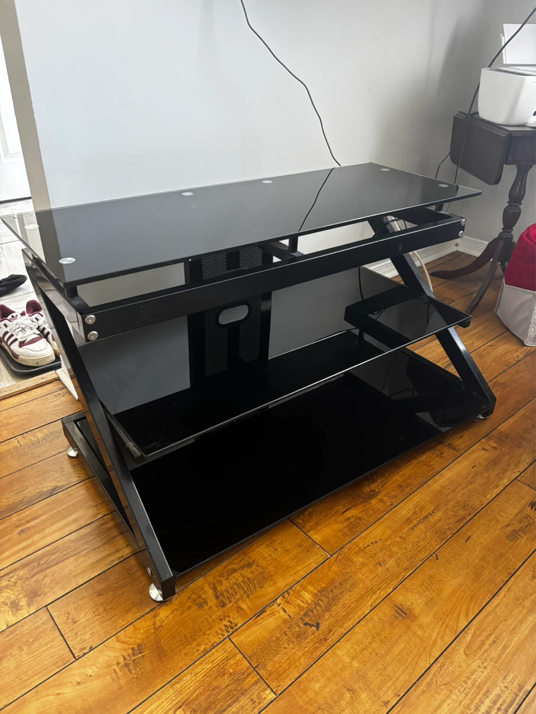 Black Glass 3-Tier TV Stand - photo 2